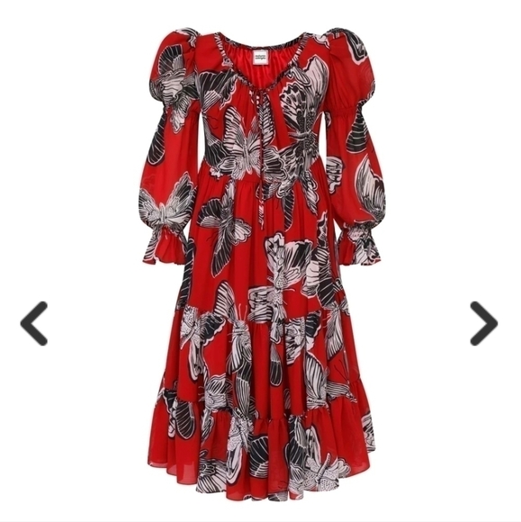 Autumn Adeigbo Fleur dress red butterfly 10 NWT - Picture 2 of 9